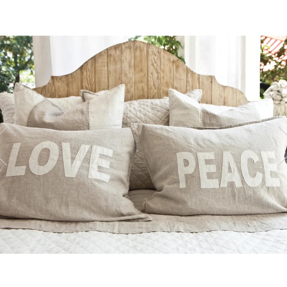 Pom Pom at Home for the Jilly Box - Peace + Love Linen Pillow Shams - Picture 1 of 7